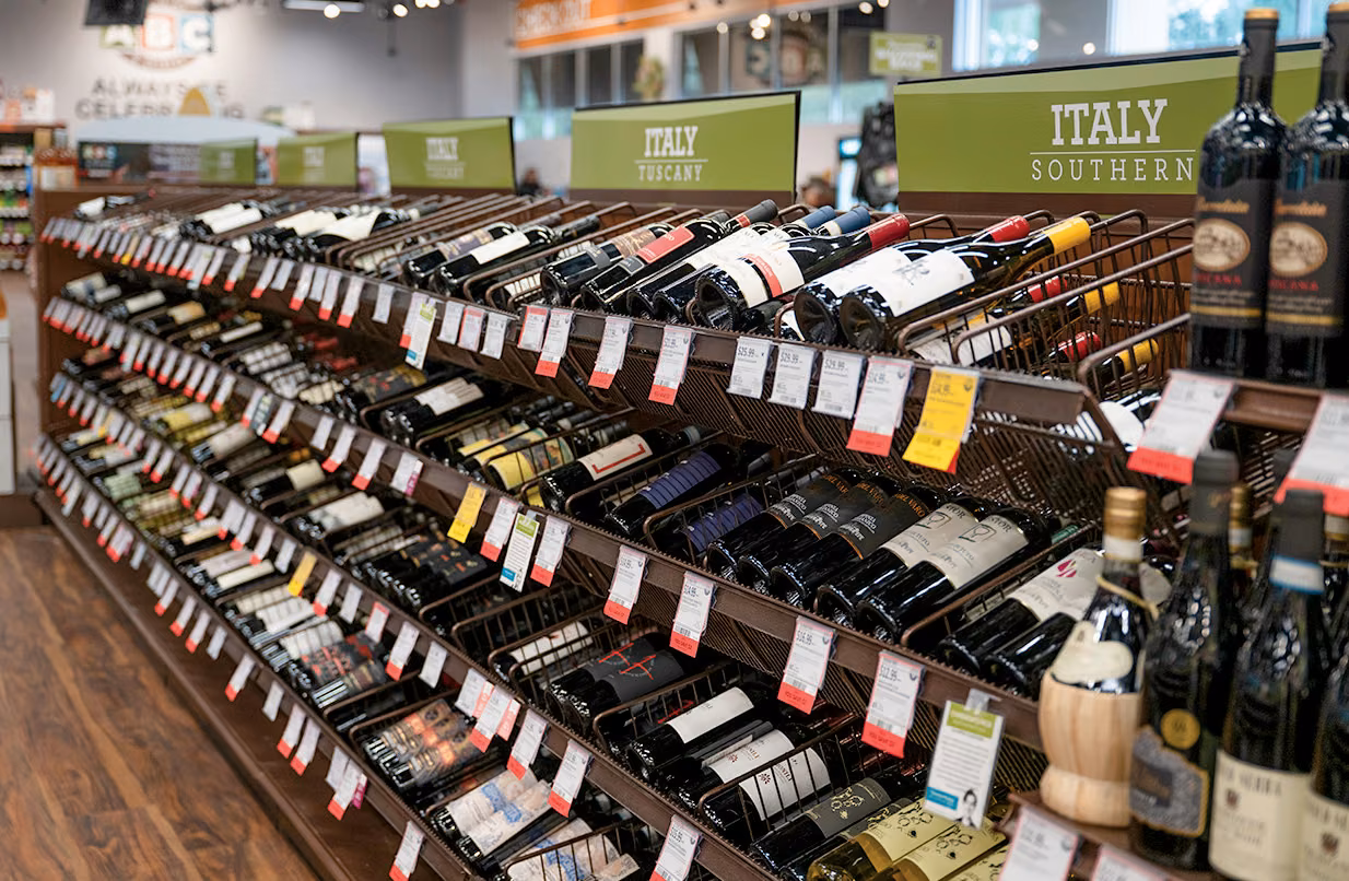 Wine aisles at ABC Fine Wine & Spirits