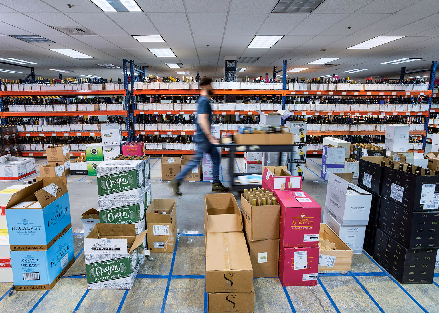 Inside a Wine.com warehouse